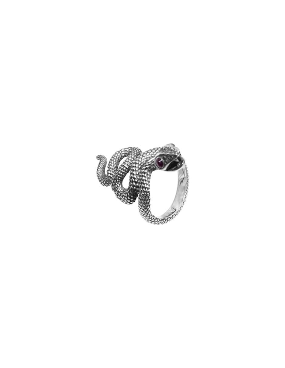 Anillo con gema de serpiente México P 925 de plata rubí brillante