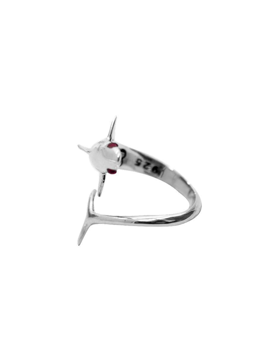 Anillo con gema de serpiente México P 925 de plata rubí pulido