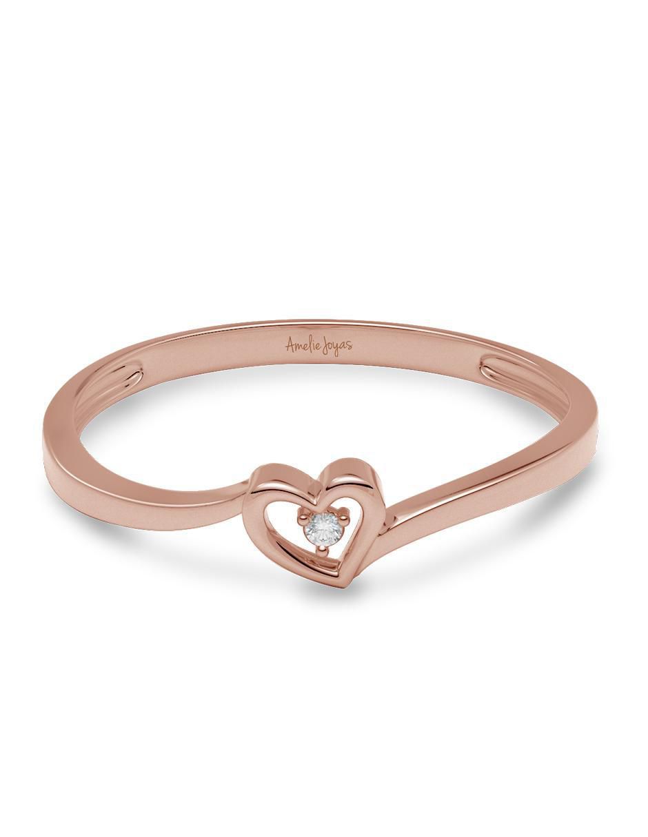 Anillo de corazón 14 k de oro zirconia pulido Anillo de corazón 14 k de oro zirconia pulido