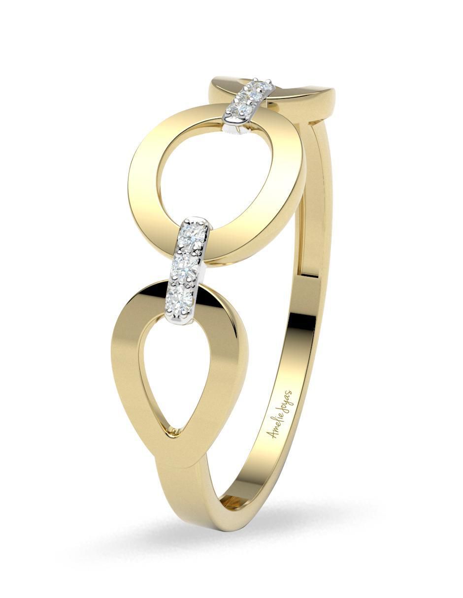 Anillo 14 k de oro zirconia brillante 2