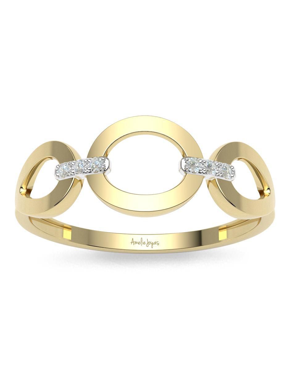 Anillo 14 k de oro zirconia brillante 4
