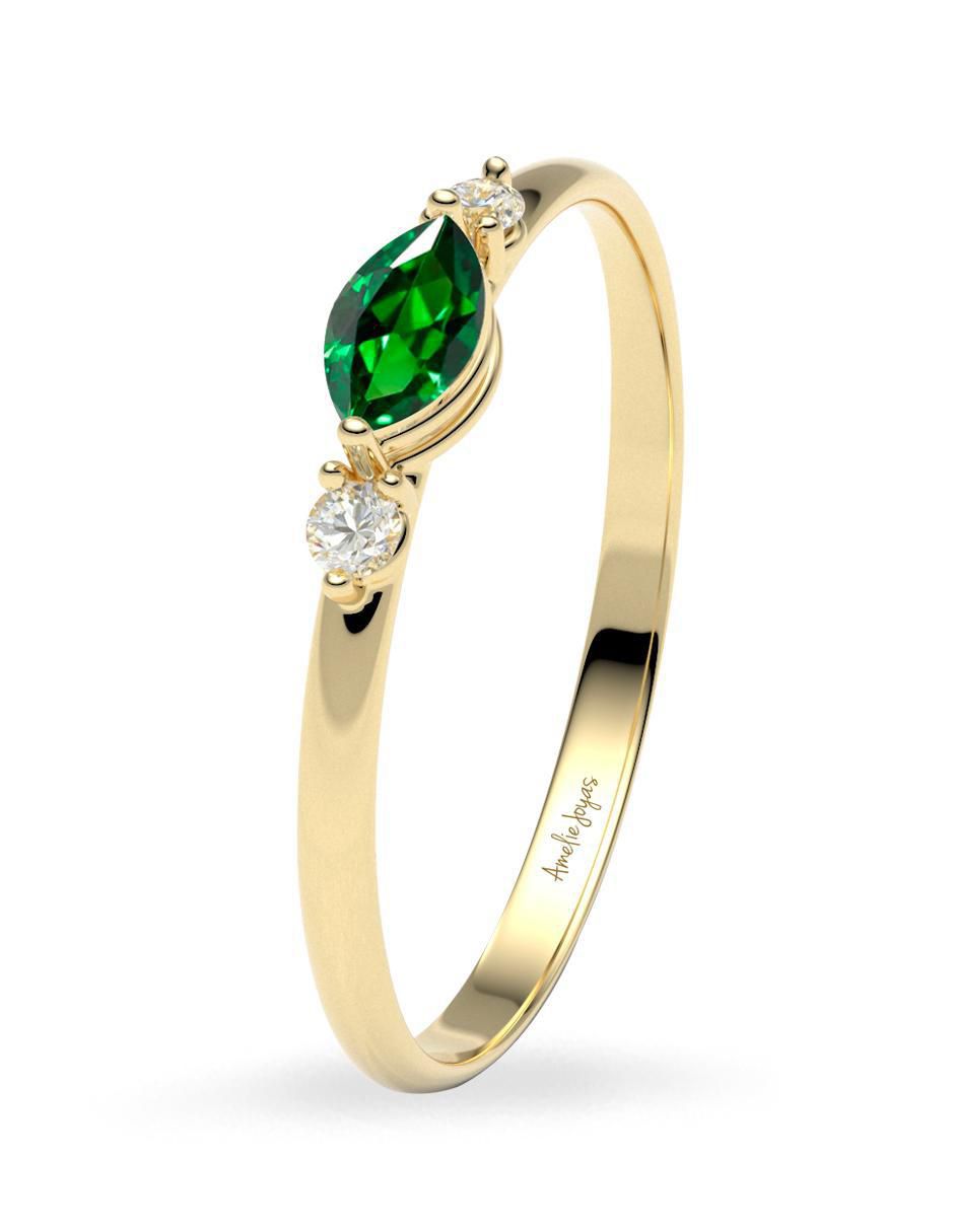Anillo 10 k de oro zirconia brillante 2