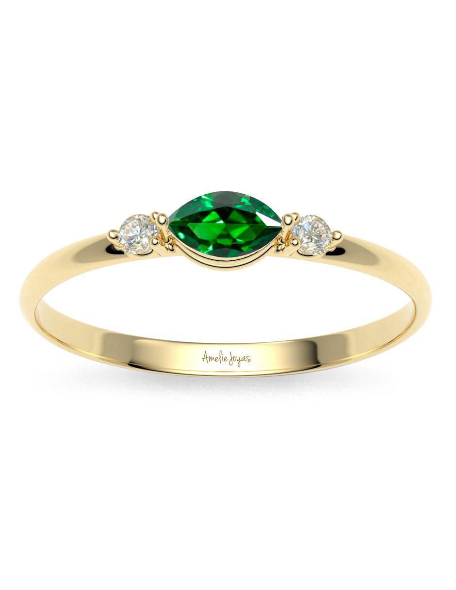 Anillo 10 k de oro zirconia brillante 4