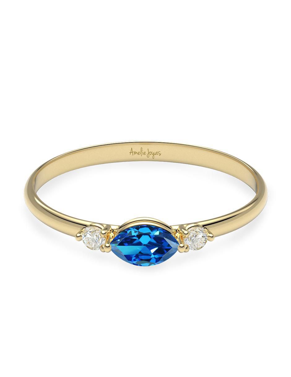 Anillo 10 k de oro zirconia brillante