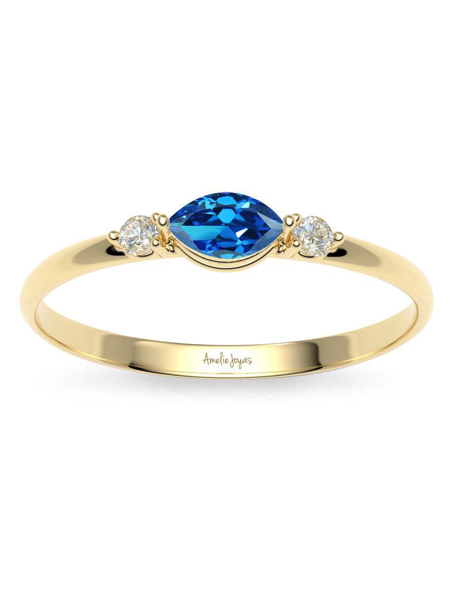Anillo 10 k de oro zirconia brillante 4